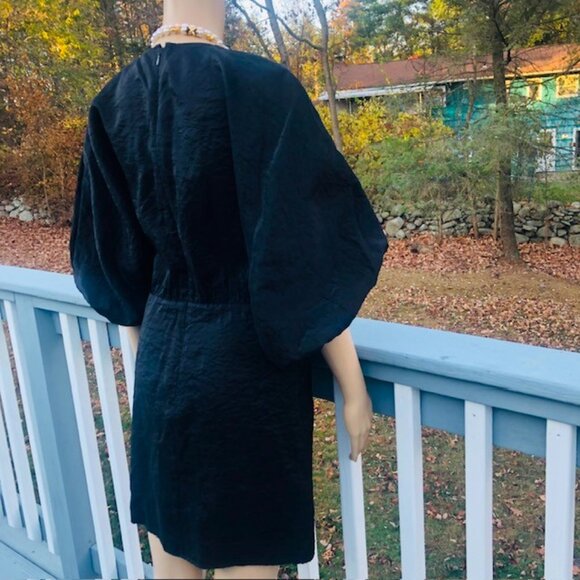 STOCKHOLM ATELIER & OTHER STORIES Black Mini Dress Balloon Sleeve NEW W TAG Sz 4 - Picture 3 of 6